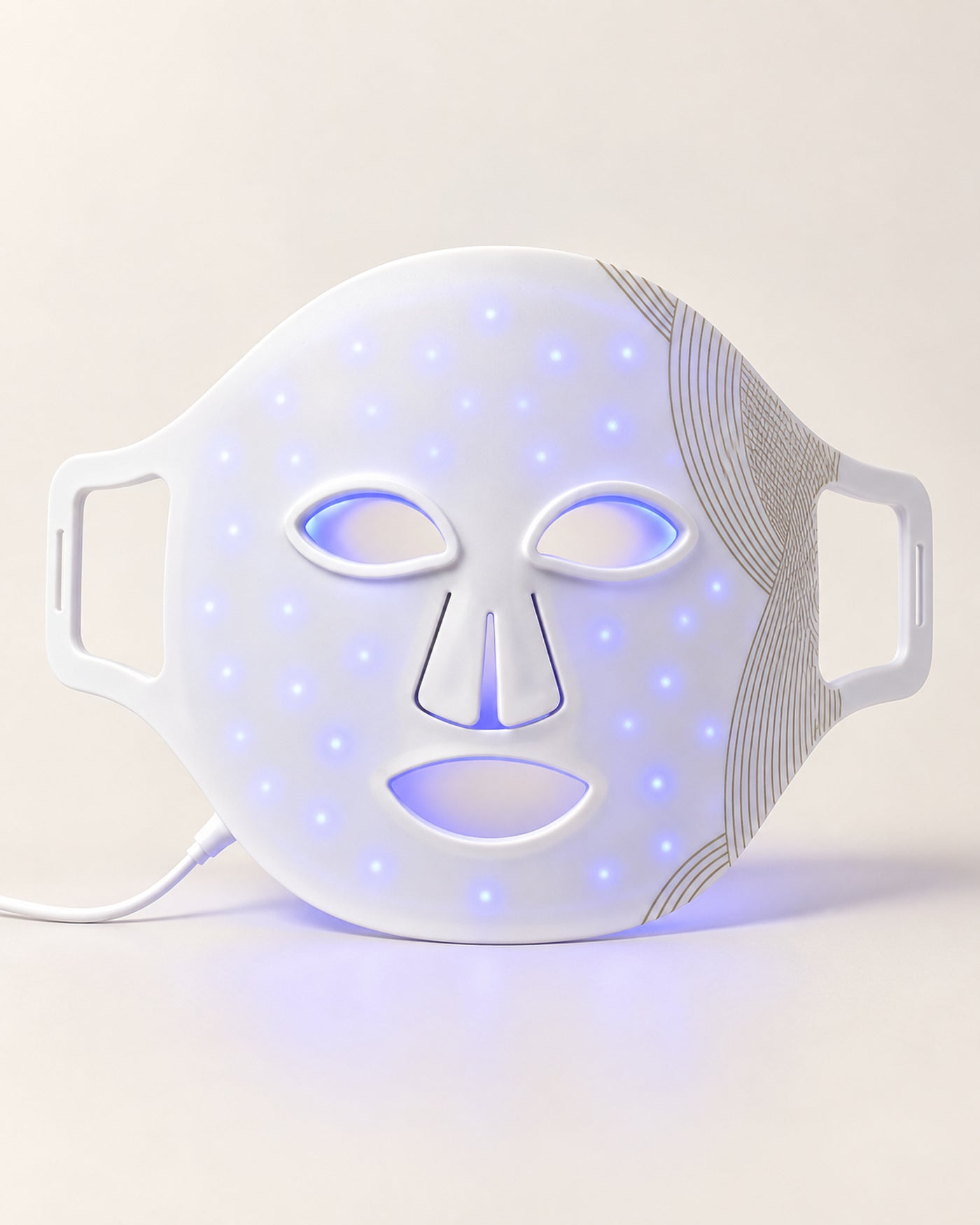 White LED Face Mask switched on in blue light mode