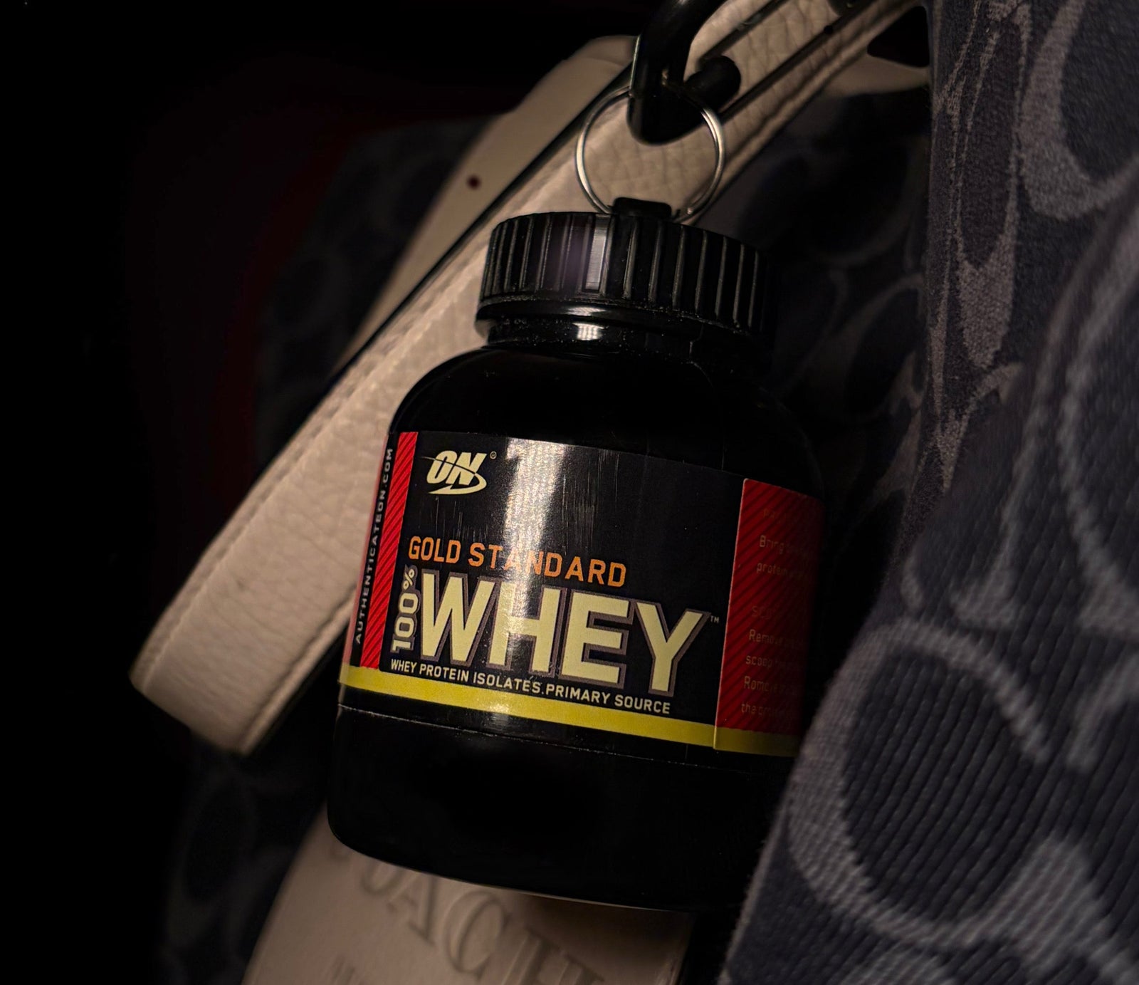 Mini Powder Jar clipped to keys