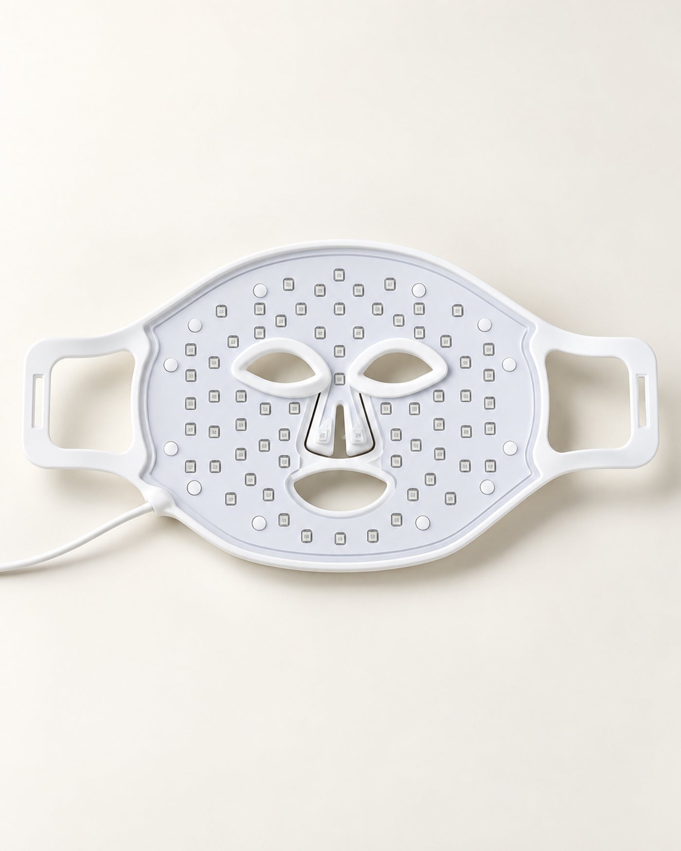 Inside of the white LED Face Mask with its square LED components